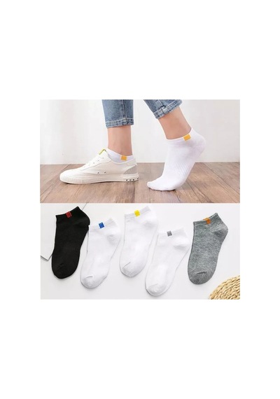 Worthy Socks 5'li Unisex Lastik Kare Desenli Beyaz Patik Bilek Çorap Seti