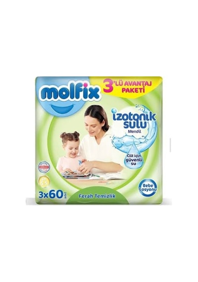 Molfix İzotonik Sulu Ferah Temizlik Islak Havlu Mendil 3'lü Paket 180 Yaprak