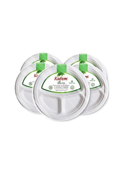 Kafem Ekolojik 3 Gözlü Karton Tabak 25 li X 5 Paket