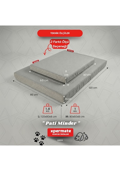 Xpermate Büyük Irk Köpek Yatağı Fermuarlı Yıkanabilir Su İtici Evcil Hayvan Yatağı Pati Minder 80 x 120 CM