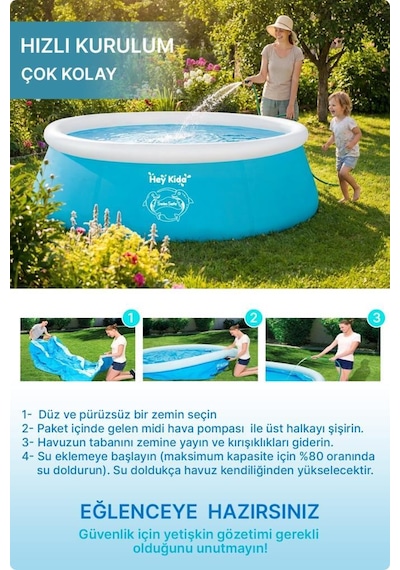 Heykida Swim Safe Hızlı Kurulum Havuzu 183x51cm Mavi
