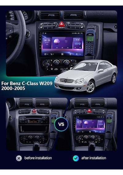 Mercedes Benz C Class W209 Android Multimedya Carplay 9 İnc Hd