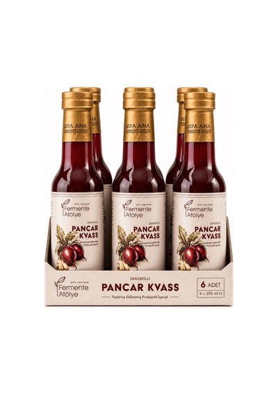 6 Adet Zencefilli Pancar Kvass 250ml. Cam Şişede