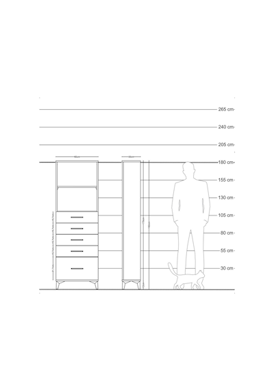 Arges Dolap 2 Raflı 5 Çekmeceli 60x30x182 Çam-çam Atlas Çam