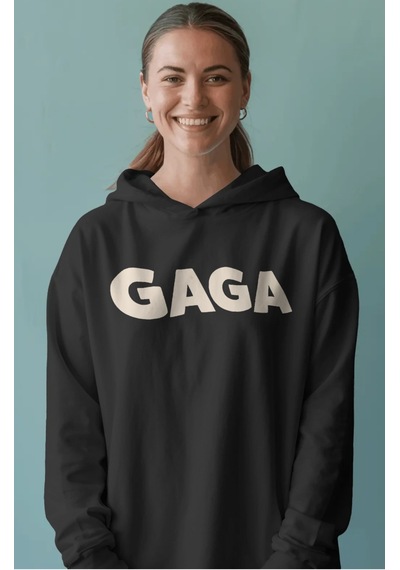Sevbano Lady Gaga Şarkıcı Sırt Baskılı Unisex Oversize Penye Hoodie Siyah