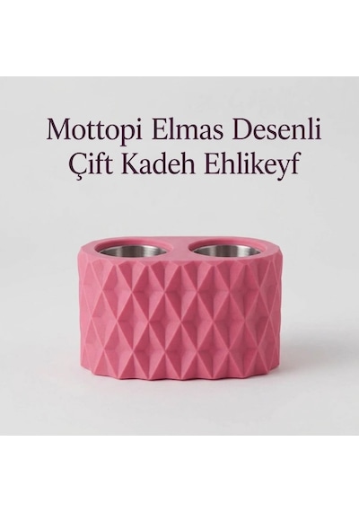 Mottopi Ehlikeyf Pembe Elmas Desenli,2 Kadeh Yuvalı,metal İç Hazneli,termojelli Soğutucu-pembe