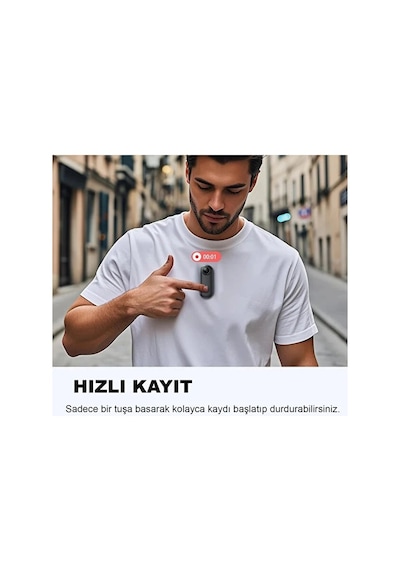 Mini Wıfı Aksiyon Kamerası 1080p Taşınabilir Vücut Kamerası Giyilebilir Video Kaydedici Siyah