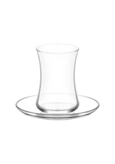 LAV Duru Cam Çay Seti 6 Kişilik 155 ml (6 Çay Bardağı, 6 Çay Tabağı)