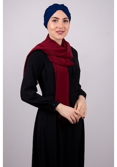 Hürrem Bone Lacivert Pratik Hazır Geçmeli Tesettür Bone Petekli Büzgülü 1204E Lacivert