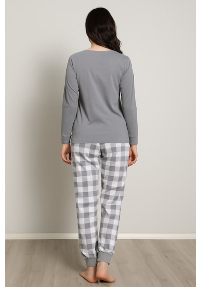 Mutlu City Kadın Yumuşak Doku Termal Pijama Takımı 42050 Gri