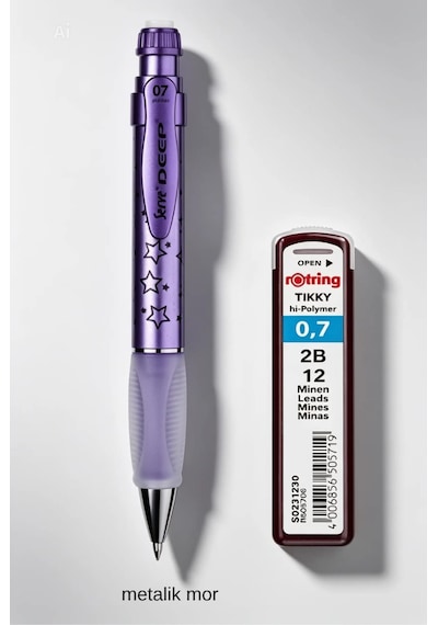0.7 Mm Serve Deep Uçlu Kalem + 0.7 Rotring Uç Seti Mor