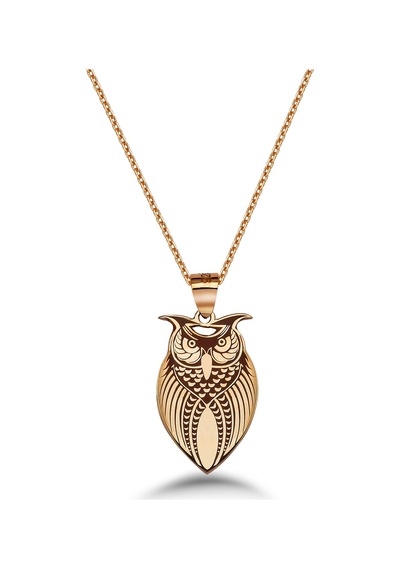 Gümüş Baykuş Kolye - Rose Rose Gold