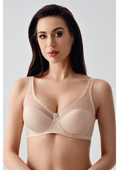 New Bra Kadın C Kap Balenli Tül Detaylı Toparlayıcı Sütyen Ten 2304 Ten