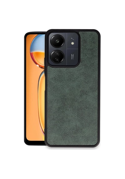 Xiaomi Redmi 13c Kılıf Aras Deri Kapak - Koyu Yeşil -