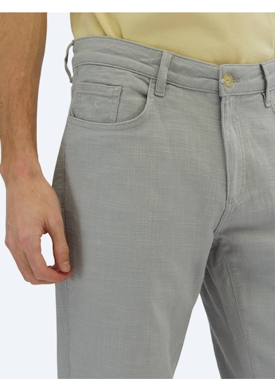 Gri Dokuma Regular Fit Casual Pamuk Karışımlı Pantolon Gri Gri Dokuma Regular Fit Casual Pamuk Karışımlı Pantolon Gri