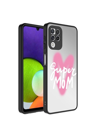 Galaxy A22 4g Kılıf Aynalı Desenli Kamera Korumalı Parlak Zore Mirror Kapak Süper Anne