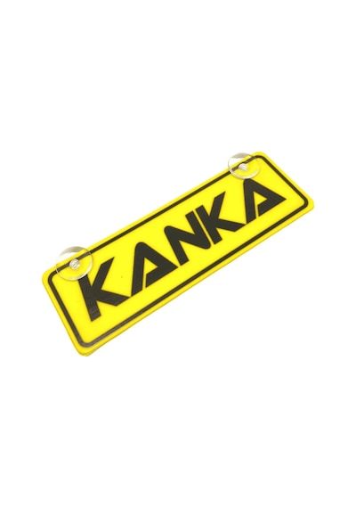 Kanka Yazılı Sarı Dekor Plaka Vantuzlu Cam Süsü