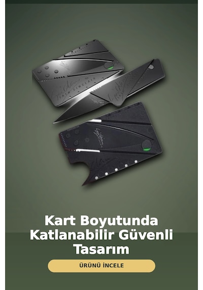 Kredi Kartı Boyutunda Katlanabilir Güvenlik Bıçağı Çift Uçlu Cüzdan Tipi Kamp Çakı Rekli