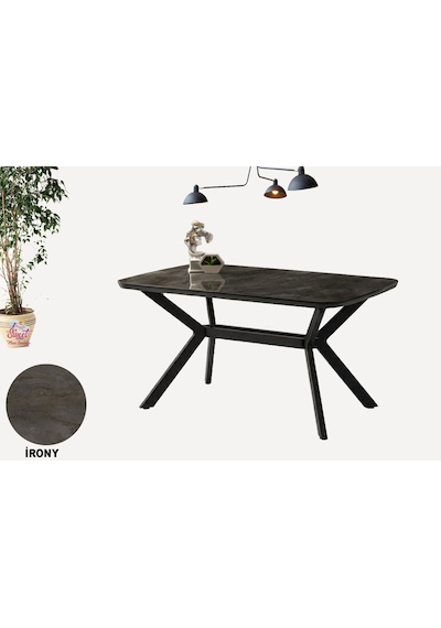 Anka Açılır Mdf Masa Tesla Metal Ayak Mutfak,salon,yemek Odası Masası 80x130 Cm İrony