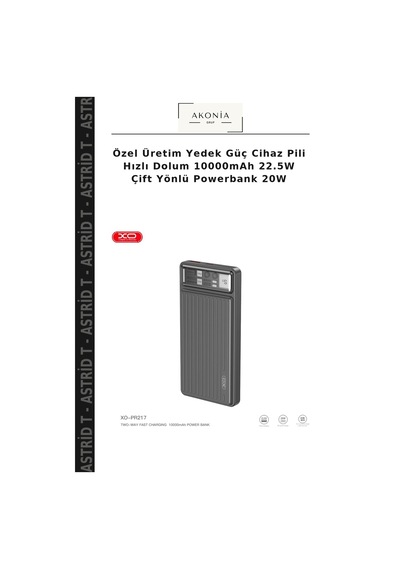 Özel Üretim Yedek Güç Cihaz Pili Hızlı Dolum 10000mah 22.5w Çift Yönlü Powerbank 20w Çok Renkli