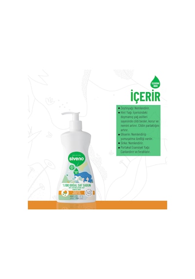 Siveno %100 Doğal Sıvı Kastil Sabun Portakal Yağlı Tazeleyici Nemlendirici Bitkisel Vegan 300 ML