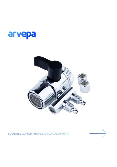 Arvepa Tezgahüstü Su Arıtma Cihazı Metal Musluk Adaptörü - Çift Çıkışlı (1/4" Uyumlu)