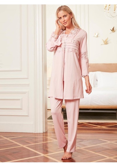 Bone Club 4800 Pudra Hamile Lohusa 3 Lü Pijama Sabahlık Tk