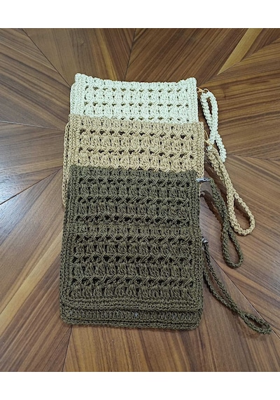 Gizemli Paketler El Yapımı İki Bölmeli Cüzdan Çanta Haki