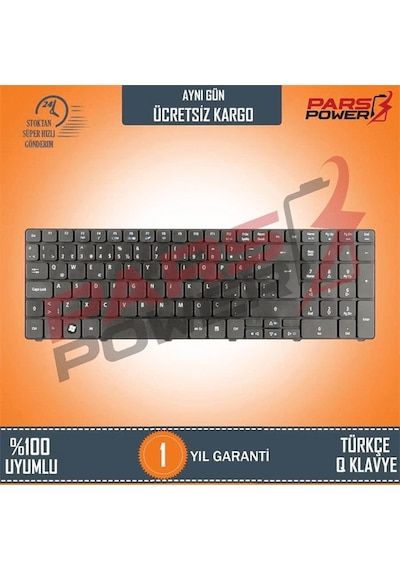 Acer Uyumlu Travelmate 5735Z, 5739G, 5740, 5742 Notebook Klavye (Siyah TR) ( Pars power ) Siyah - Mat 678425