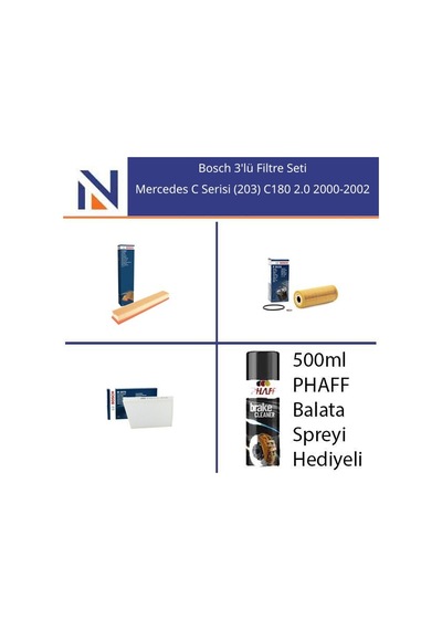 Mercedes C Serisi 203 C180 2.0 2000-2002 Bosch 3'lü Filtre Seti