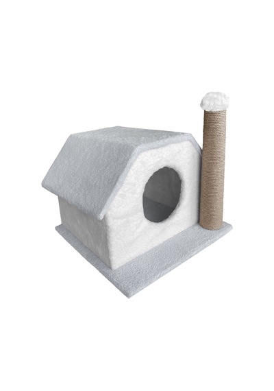 Karamel Pet Tırmalamalı Kedi Klubesi 33 X 40 X 45 Cm Gri-beyaz
