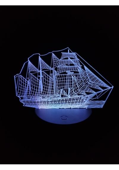 3d Yelkenli Gemi Figürlü Gece Lambası Çok Renkli