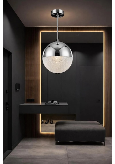 Bohem Aydınlatma Tavana Sıfır Krom 3 Renk Led Modern Top Avize Antre/hol Banyo Avizesi Krom