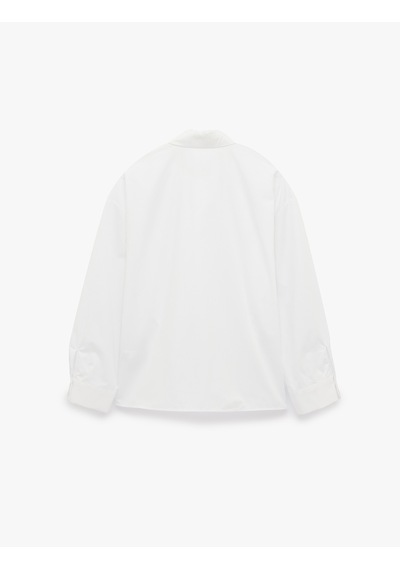 Koton Pamuklu Klasik Yaka Uzun Kollu Pileli Oversize Poplin Gömlek Kırık Beyaz 7wak60294pw Ekru