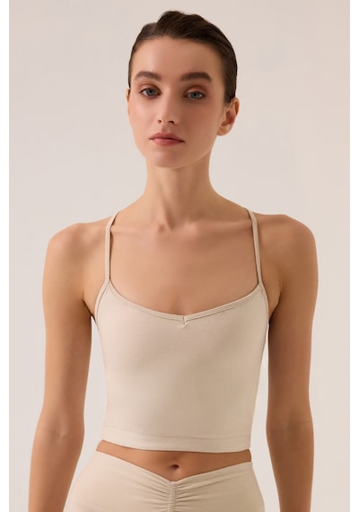 Los Ojos X Ece Bej Melanj Kalp Yaka Spor Sütyeni Sweetheart Neck Top Bej Melanj Bej Melanj