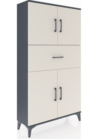 Arges Dolap 3 Raflı Tek Çekmeceli 4 Kapaklı 88x30x163 Antrasi... Antrasit Arges Dolap 3 Raflı Tek Çekmeceli 4 Kapaklı 88x30x163 Antrasi... Antrasit
