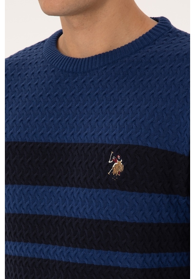 U.S. Polo Assn. Erkek Slim Fit Bisiklet Yaka Lacivert Kazak 50308460-VR033