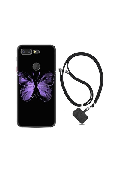 General Mobile Gm9 Pro Kılıf Resimli Desenli Silikon Boyun Askılı Black Butterfly 1879