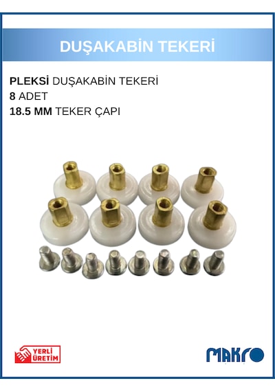 Bella Duşakabin Tekerleği 8'li Set 18.5 Mm Teker Çapı Beyaz