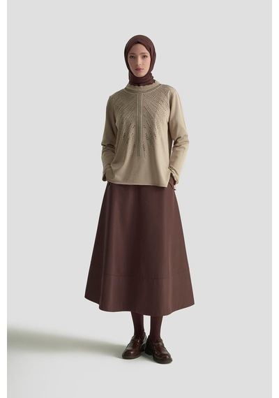 Armine Trend Taş Baskılı Triko Tunik Koyu Taş 25ytd4126 Koyu Taş