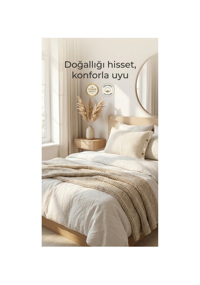 4 Katlı Müslin Naturel %100 Pamuklu 2 Adet Yastık Kılıfı 50x70cm Ekru - 870006769 Ekru