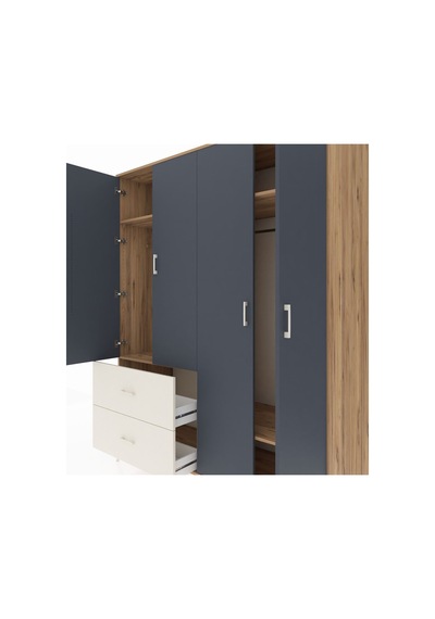 Kronos Gardrop 4 Raflı 2 Çekmeceli 2 Askılı 176x59x221 Çam-antrasit/aytaşı Beyaz Kronos Gardrop 4 Raflı 2 Çekmeceli 2 Askılı 176x59x221 Çam-antrasit/aytaşı Beyaz