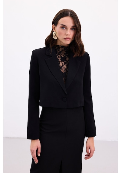Sateen Luna Kısa Ceket - Siyah-136880 Siyah