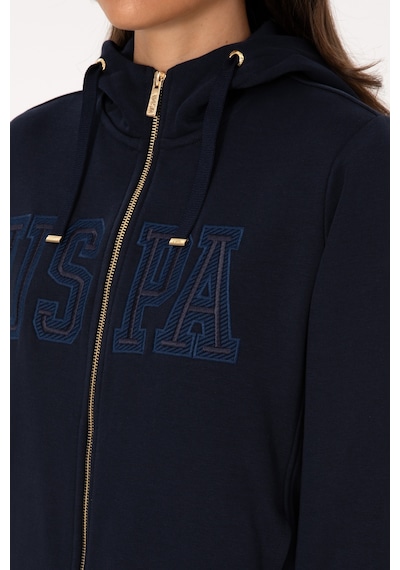 U.S. Polo Assn. Kadın Lacivert Fermuarlı Kapüşonlu Basic Sweatshirt 50307769-VR033