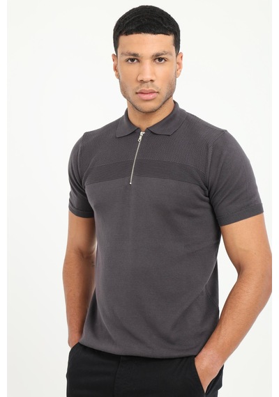 Dufy Erkek Slim Fit Polo Yaka Antrasit Triko-18943