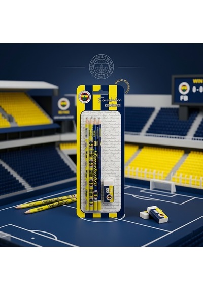 Bakgelal Fenerbahçe Lisanslı Kırtasiye Seti 4 Adet Kurşun Kalem Ve Silgi Taraftar Okul Seti - 9072906584558 Sarı - Lacivert