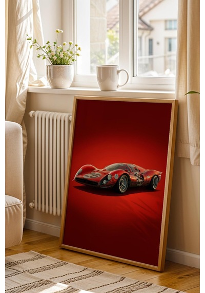 Saturn Ferrari 330 P4 Yarış Arabası Çerçeveli Tablo Erkek Odası Ve Garaj Dekoru Classic Car Collection