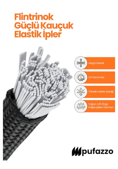 Pufazzo Kancalı Bagaj Lastiği 3 Adet - Bagaj Gergi Lastiği Siyah 30-60-90cm 3 Adet