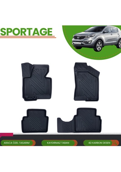 Kia Sportage 2011-2015 Araca Özel 4d Havuzlu Paspas Takımı Karbon