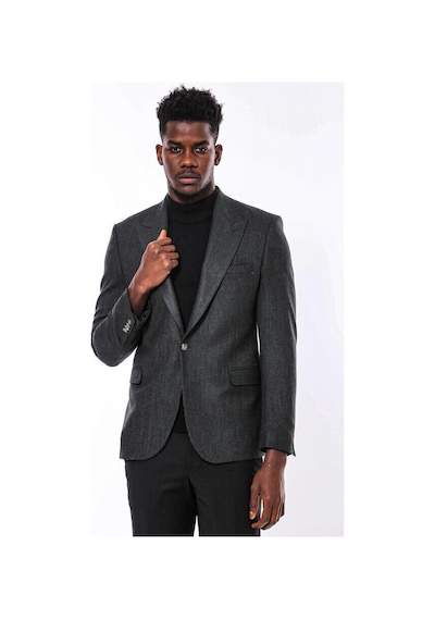 Wessi Slim Fit Desenli Yeşil Erkek Ceket Yeşil